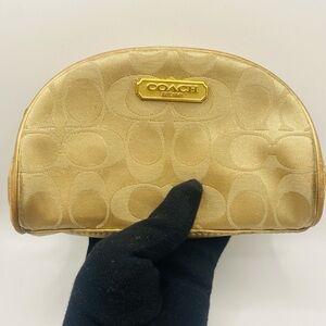 Coach Makeup Bag Limited Edition Estee Lauder Collab Gold Signature Pattern Rare